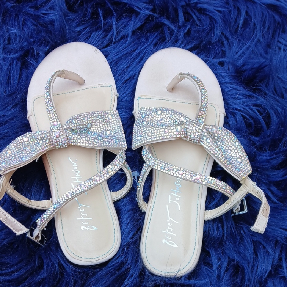 Betsey Johnson Cream Sandals with Elegant Rhinestone Detail